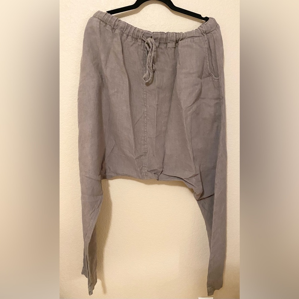 Knock Knock Linen Womens XL Drop Harem Pants Lithuania Lagenlook Gray from Etsy